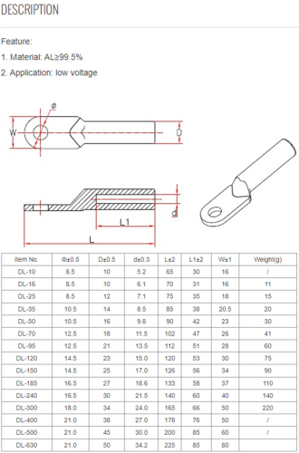 Aluminium Crimp Lug Mechanical Lug