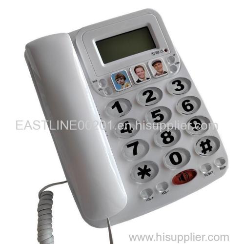 Landline Phone Analog Telephone with Display Shinny Surface