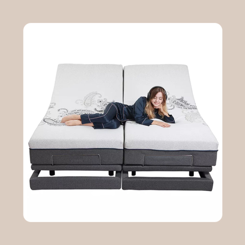 Massage adjustable bed with bed skirt wall hugger USB charging under bed Led lighting