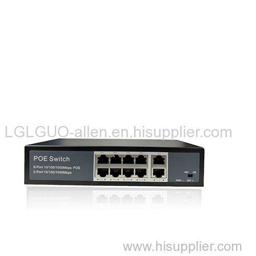 10-port Gigabit 8-port POE switches are standard IEEE802.3AT