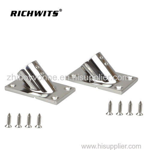 Stainless Steel yacht Accessories precision casted Rectangular Base 45 degree Marine Boat Hand Rail Fitting