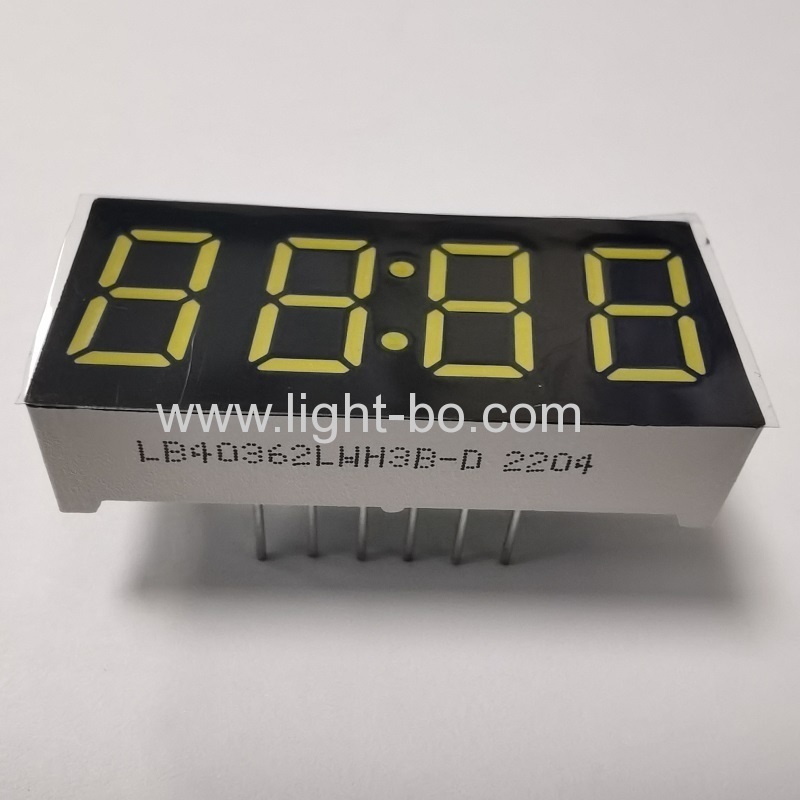 Ultra white 0.36inch 4-digit seven segment led display common cathode for clock indicator