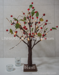 24L red fruit tree light with fibre leafs