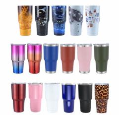 double walled vacuum insulated cups pure color stainless steel 30oz tumbler with straw