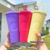 24OZ 710ml Diamond Durian Cup With Lid And Straw Plastic Studded Tumbler Water Cups For Iced Coffee