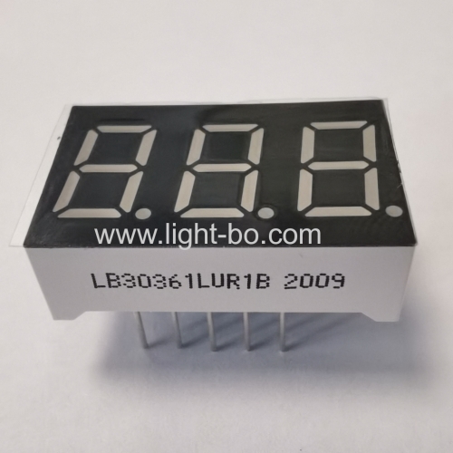 Triple digit 0.36  common cathode ultra bright red 7 segment led numeric display