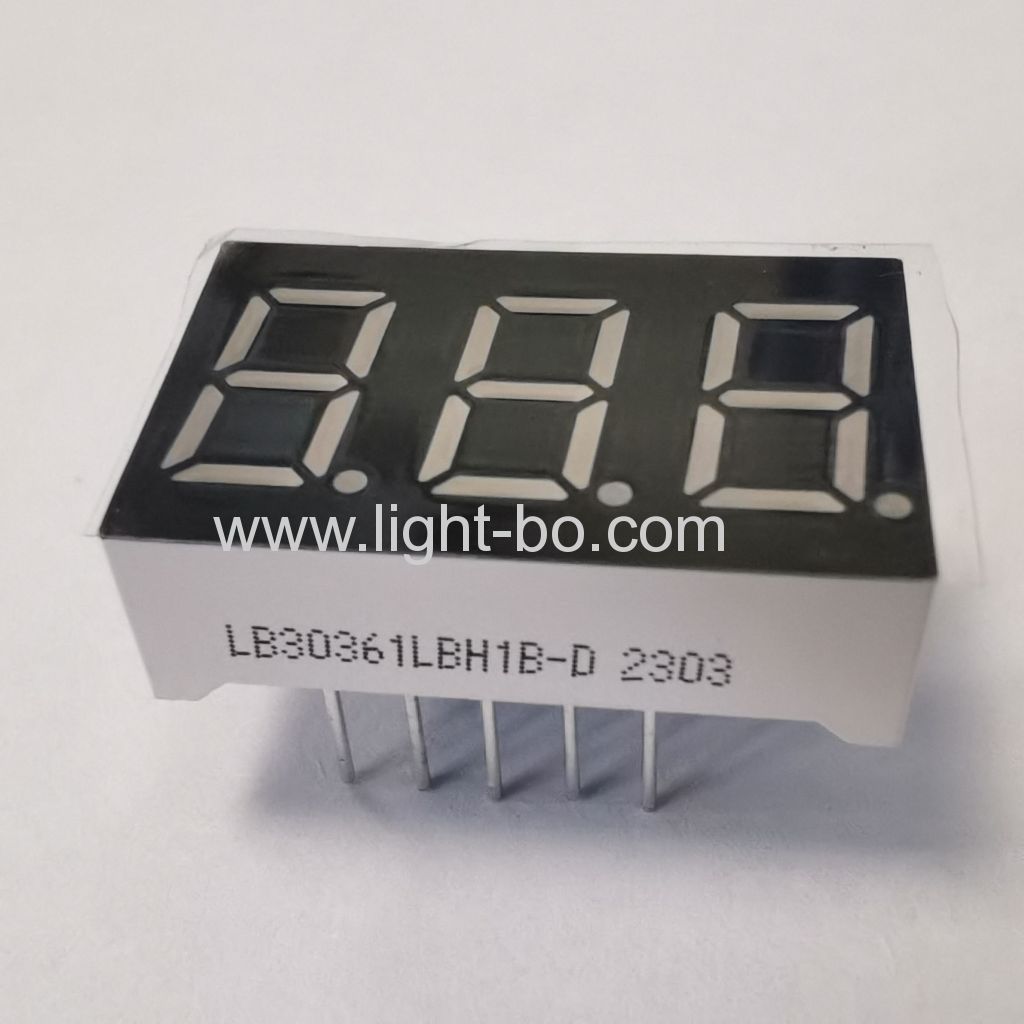 3 Digit 0.36-inch common cathode ultra bright blue 7 segment led display for instrument panel