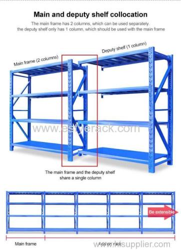 long span shelving rack for paper cartons