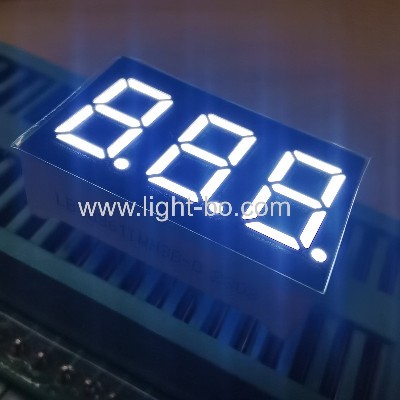 Ultra bright white common anode 3 digit 0.36-inch 7 segment led displays