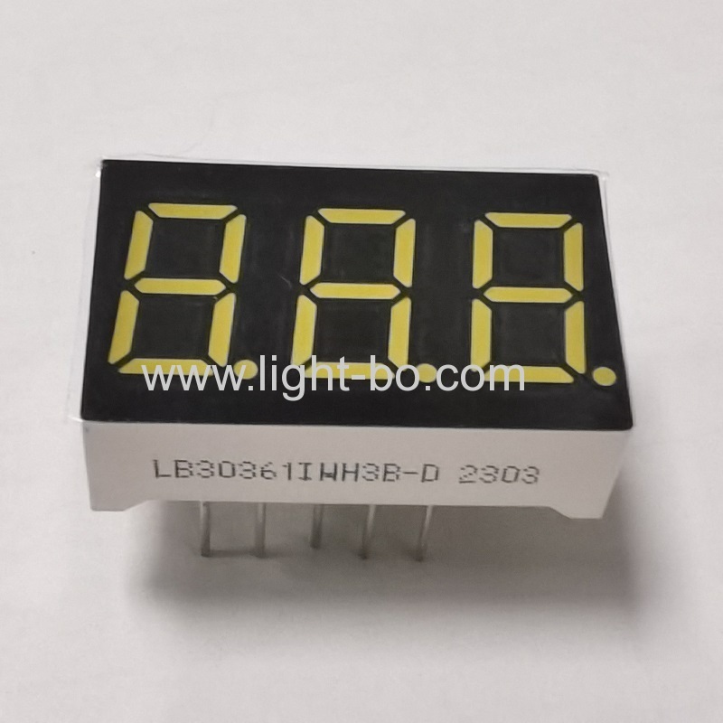 Ultra bright white common anode 3 digit 0.36-inch 7 segment led displays