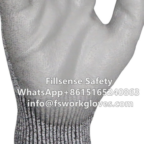 Anti Cut Level 5 13 Gauge UHMWPE/HPPE Liner PU Coated Cut Resistant Gloves Cut Gloves Kevlar Gloves Cut Proof Gloves