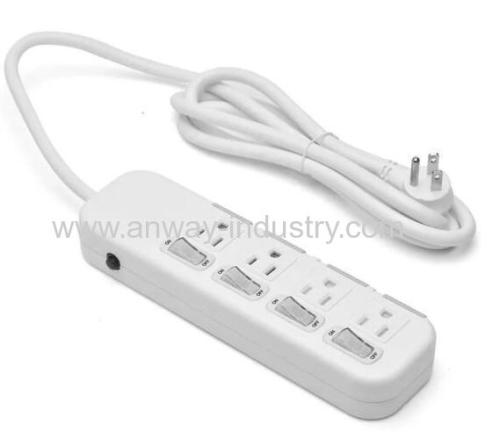 us 4 AC outlet socket individual switches power strip