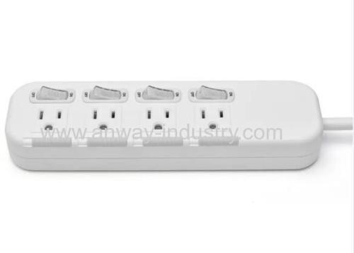 us 4 AC outlet socket individual switches power strip