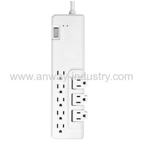 US standard 8 outlet 3 usb rotated wall power sock strip with 2 in 1 switch