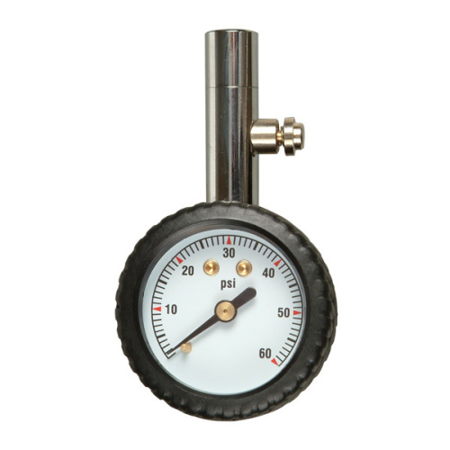 1.5"Straightly-insert Valve Assembly Tire Pressure Gauge with Rubber