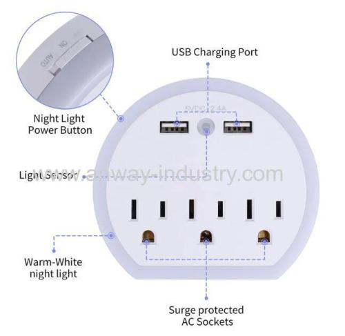 socket 3 ways fashion socket with USB desk socket stand