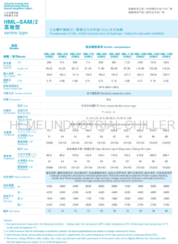 Industrial screw chiller Industrial chiller HML-SAM and HML-SA