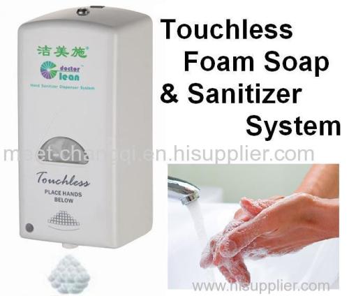 Touchless foam soap dispenser and hand sanitizer dispenser