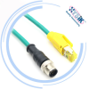 Industrial Ethernet M12 D code to RJ45 2 twisted pair 24AWG Double shielded IP67 waterproof connector