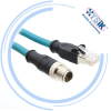 M12 male straight plug to RJ45 8P8C male straight connector PUR UL 5m 10m 15m 20m Data Signal Cable Connection