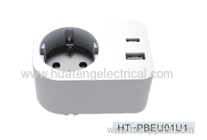 European Type Adaptor with USB 1A 1C