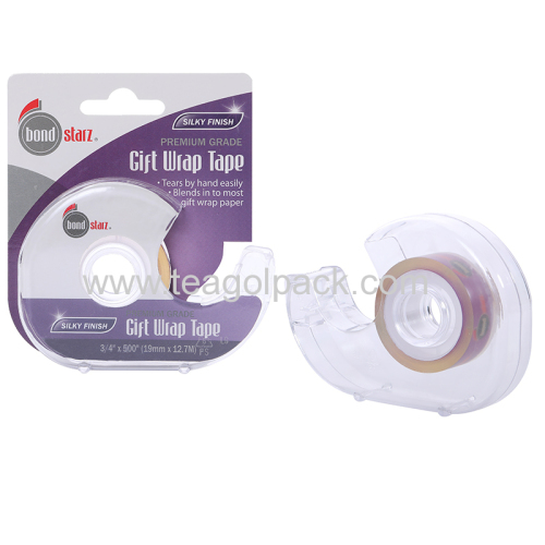 19mmx12.7M Gift Wrap Tape Transparent With Dispenser; Stationery Tape Clear W/Dispenser