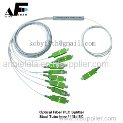 Awire Optical Fiber PLC splitter 1*8 SCUPC mini steel tube LGX box type Rack mount type FBT MM coupler for FTTH