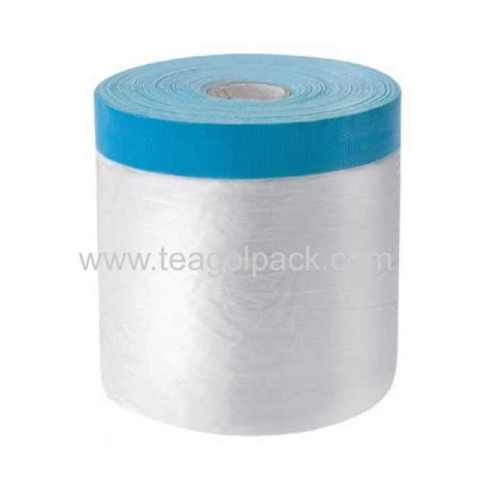 550mmx20M Masking PE Film With Blue Cloth Duct Tape/550mmx20M Pre-Taped Blue Textile Masking Film