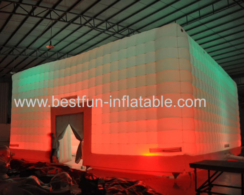 Inflatable Night Club Party Marquee Inflatable Air Cube Tent House Tent White Led Light