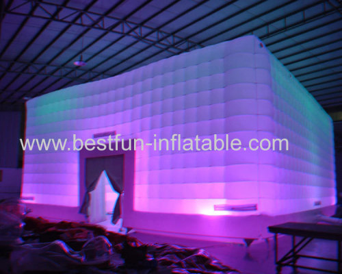 Inflatable Night Club Party Marquee Inflatable Air Cube Tent House Tent White Led Light