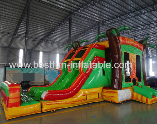 tropical fiesta 7 in 1 combo Inflatable Castle And Slide inflatable tropical combo bounce house