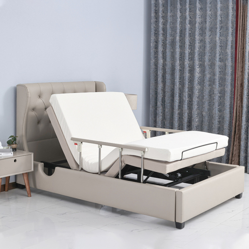 King Size Wireless Control Folding Adjustable Bed with Foldable Hand Rails and Headboard and Memory Foam Mattress