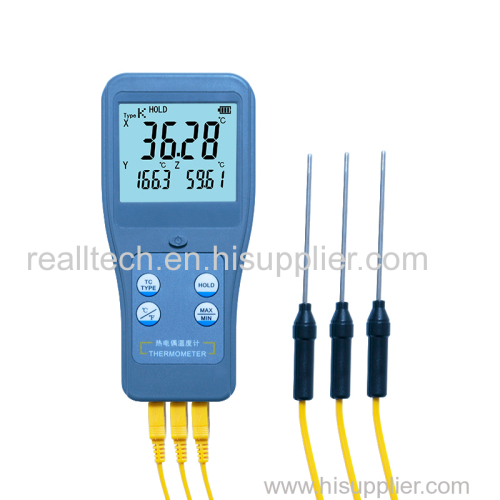 high-accuracy Contact Thermocouple Temperature Tester with 3 Channels