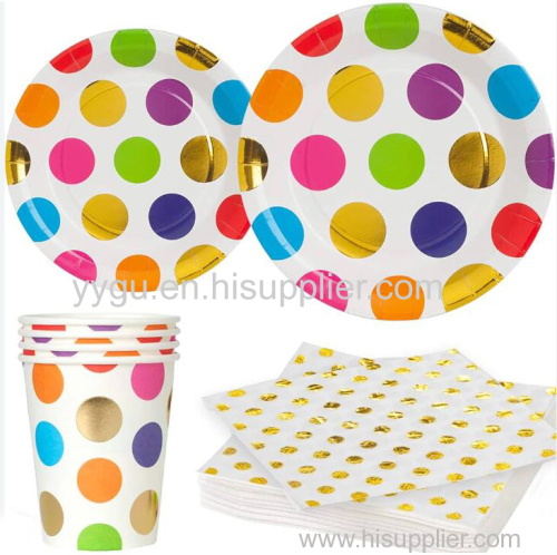 Printed party Paper cups Napkins and Paper plates in stock