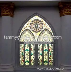Tiffany Stained Glass Window For Home Decor Art Decorative Stained Glass Window Inserts Bespoke Rose & Dog Stained Glass