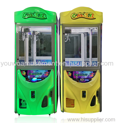 Youwo Coin Operated Crazy Toys 2 Best Crane Machine Game Singapore Claw Arcade Mobedas Mini Juguetes Machine Supplier