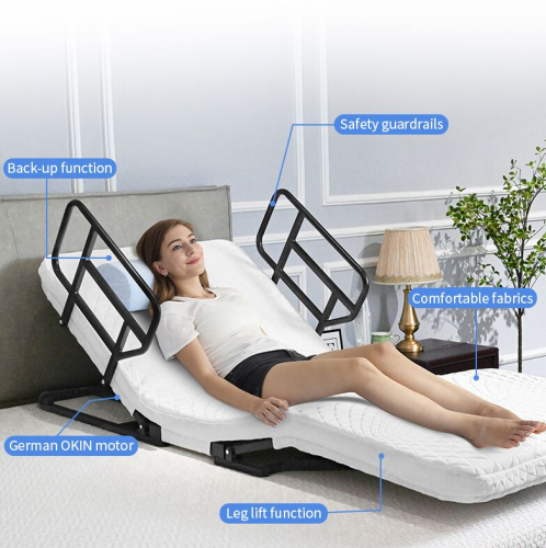 Foldable Zero Clearance Electric Adjustable Bed with Wired Handset
