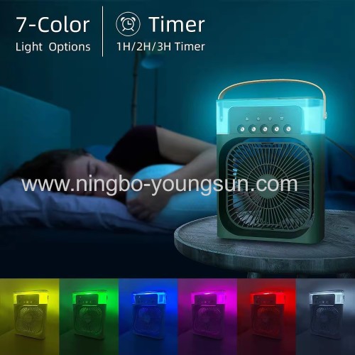 3-Speed 600ml Mini Water Tank Handheld Desk Air Fan Cooler with 7 Colors LED Night Light