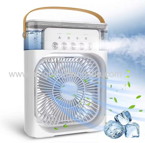 3-Speed 600ml Mini Water Tank Handheld Desk Air Fan Cooler with 7 Colors LED Night Light