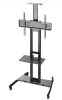 Outdoor Height Adjustable Metal Rotating floor cart for 32'-75" Mobile Display Stand With Shelf in Conference Room