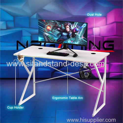 Custom Computer Racing RGB Light Gamer Table Ergonomic Office Gaming Desk With LED