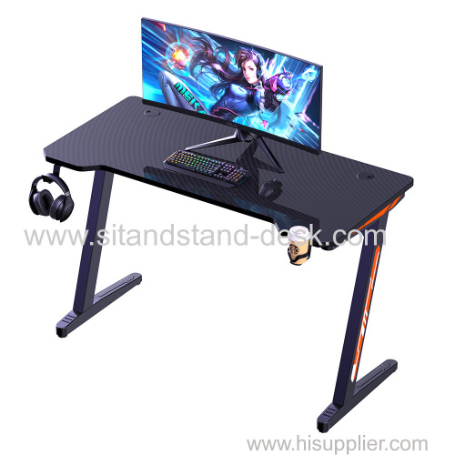 High Quality RGB Gamer Table Gaming Computer Desk LED Table Gaming with Headset and Cup Hanger