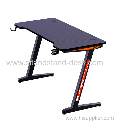 High Quality RGB Gamer Table Gaming Computer Desk LED Table Gaming with Headset and Cup Hanger