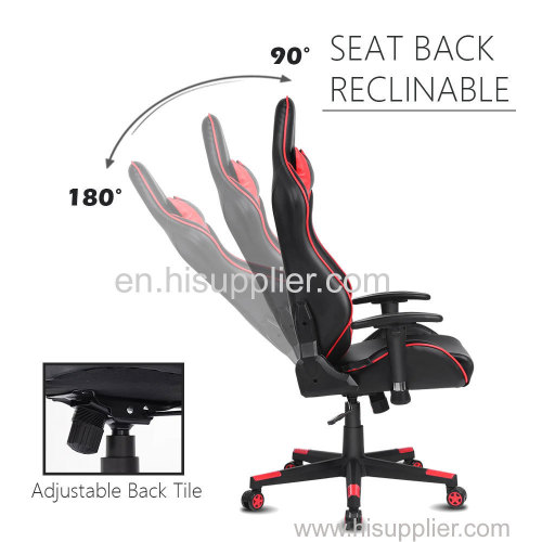 Modern Ergonomic Adjustable Leather Large Computer Red Gaming Chair