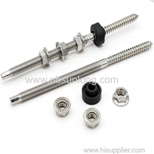 Hanger Bolts Pre-assembled Stainless Steel Double Thread Height-adjustable for Photovoltaic Solar Panel Screws