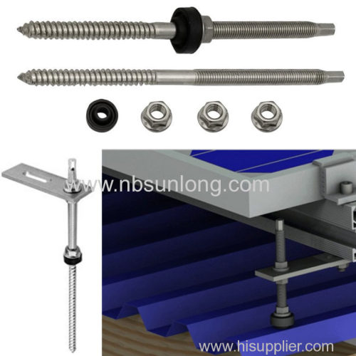 Hanger Bolts Pre-assembled Stainless Steel Double Thread Height-adjustable for Photovoltaic Solar Panel Screws