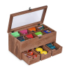 Hot Selling Wooden Teabag Storage Box Carbonized Paulownia Wood Tea Packaging Box