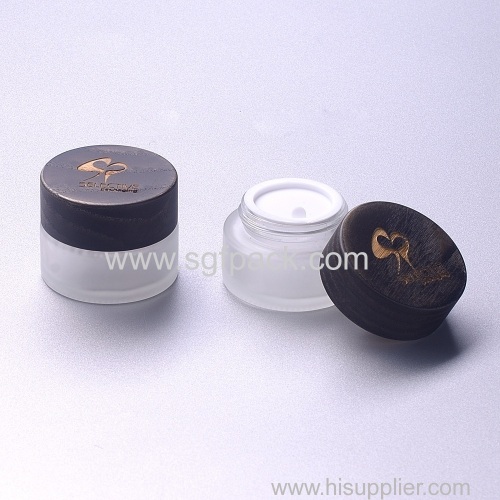 100ml Cosmetic Packaging Container Body Glass Bottle With wooden screw cap wooden Lid