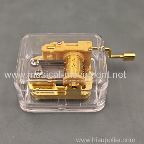 GOLDEN COLOR HAND CRANKED MUSIC BOX MOVEMENT