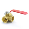 Customized 1&quot; T-Port 3-Way Brass Ball Valve with BlueLever Handle